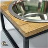 Image 2 : NEW WOOD AND METAL RAISED DUAL PET DISH FEEDER