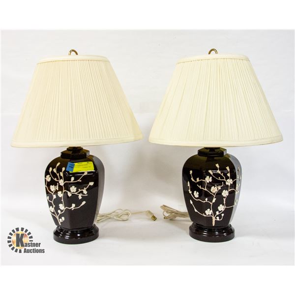 CERAMIC "CHERRYBLOSSOM" LAMPS SET OF 2