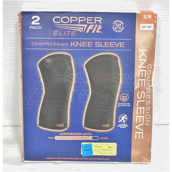 COPPER FIT ELETE COMPRESSION KNEE SLEEVE 2 PACK