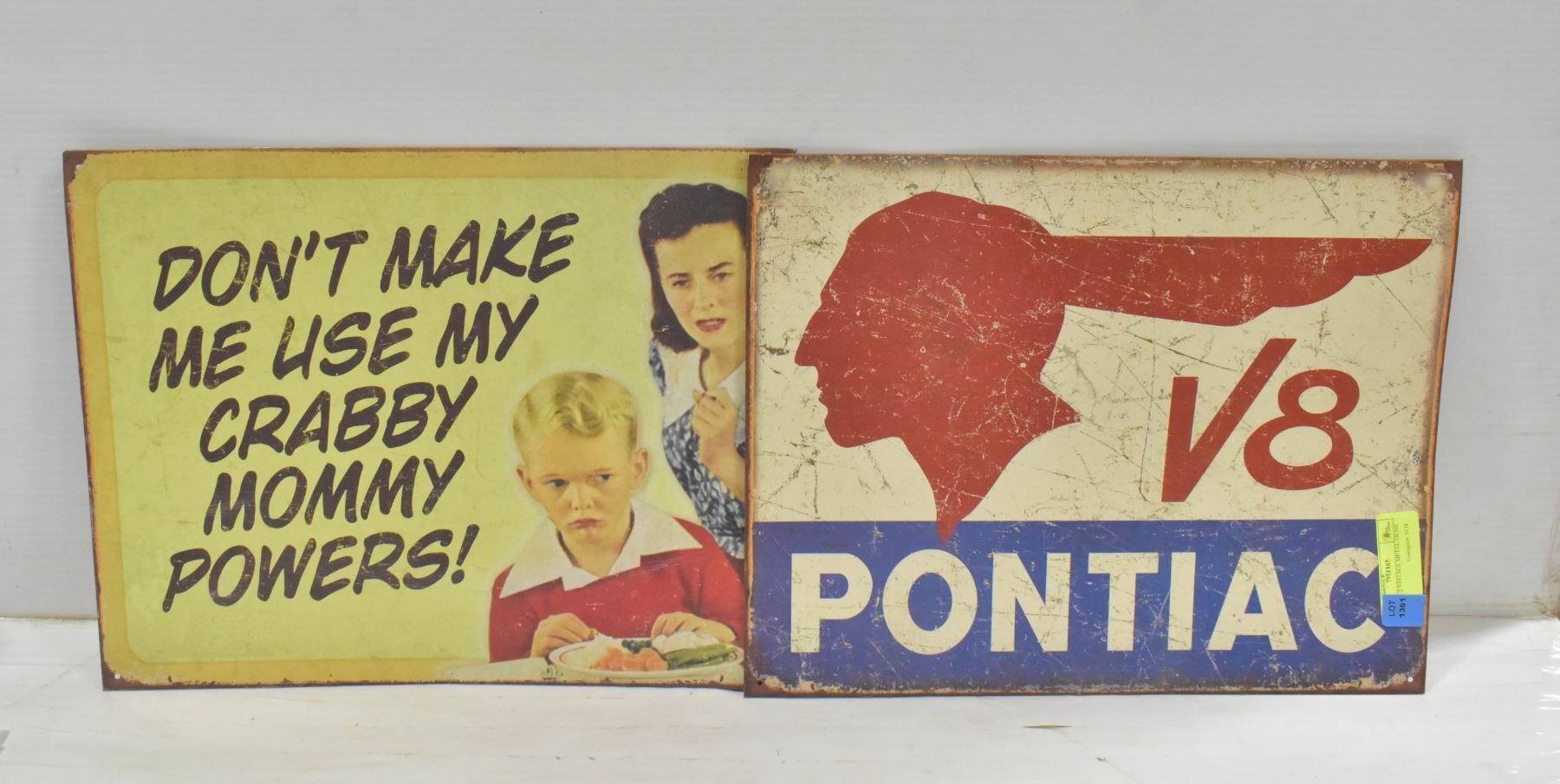 FLAT OF 2 VINTAGE REPRODUCTION METAL SIGNS