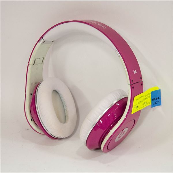 BEATS HOT PINK BLUE TOOTH HEADSET- HAS WEAR