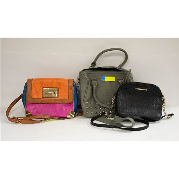 3 ESTATE PURSES- TWO ARE STEVE MADDEN