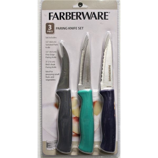 NEW 3 PIECE STAINLESS STEEL PARING KNIFE SET