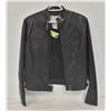 NEW OLD STOCK FAUX-LEATHER BLACK COAT LADIES M