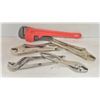 Image 1 : FLAT OF VICE GRIPS WITH PIPIE WRENCH AND PLIERS