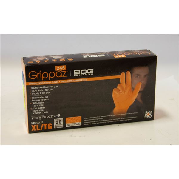 GRIPPAZ BDG DISPOSABLE GLOVES SIZE XLG 50 PIECES