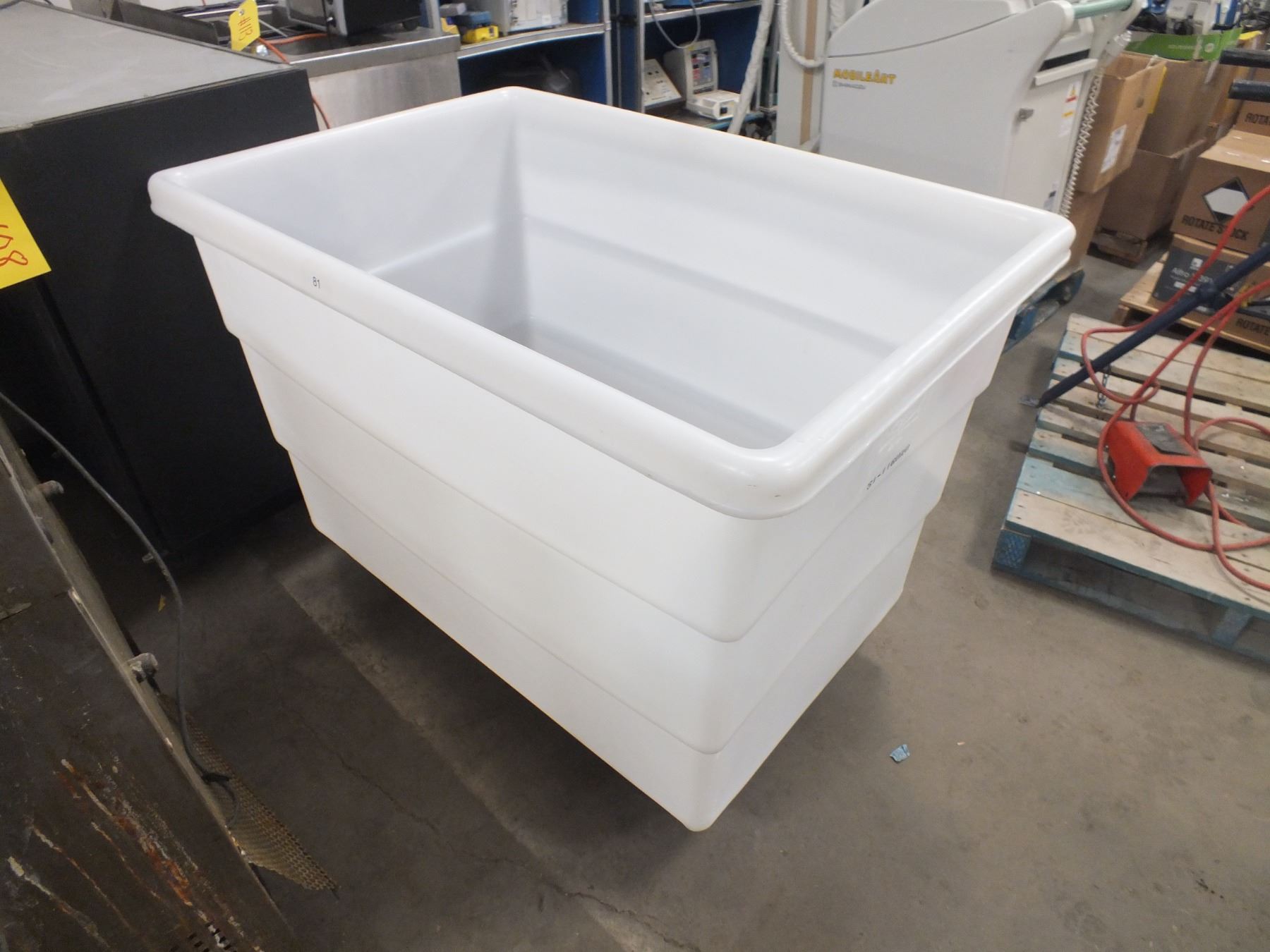 3 Plastic Tubs On Wheels