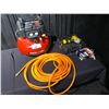 Image 1 : PORTABLE CABLE 6GAL 150PSI PORTABLE PANCAKE COMPRESSOR, AIR HOSE, DEWALT PNEUMATIC FINISH STAPLER