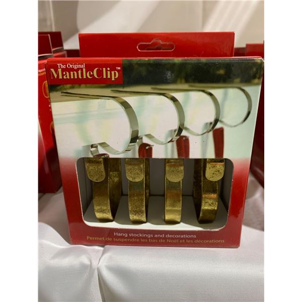 The Original Mantle Clip, Stocking Hanger 6X 4 pc - Matte Gold