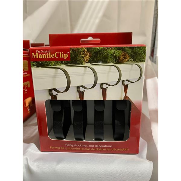 The Original Mantle Clip, Stocking Hanger 6X 4 pc - Black