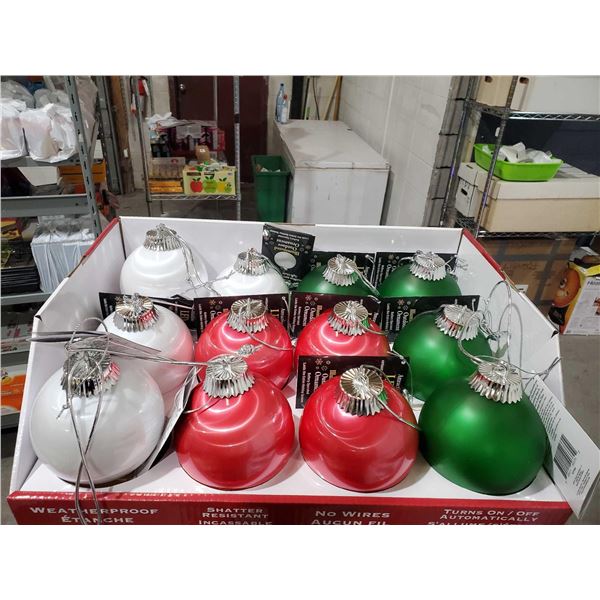 NEW LED "ROUND" Illuminated Outdoor 5 inch Battery Operated Hanging Bulbs - Case lot of 12