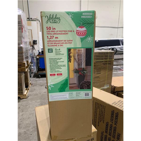 Holiday Living 50" LED Pre-Lit Potted Pine & Twig Arrangement - Lot of 1