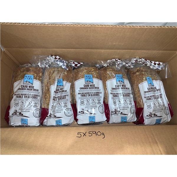 Slice of Life Carb Wise Cinnamon Raisin Bread 5 loaves x 590g