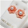 Image 3 : 14K Yellow Gold Fresh Water Pearl & Poly Coral 2 In 1 Earrings (~Size 0) (~length 0 inches), Suggest