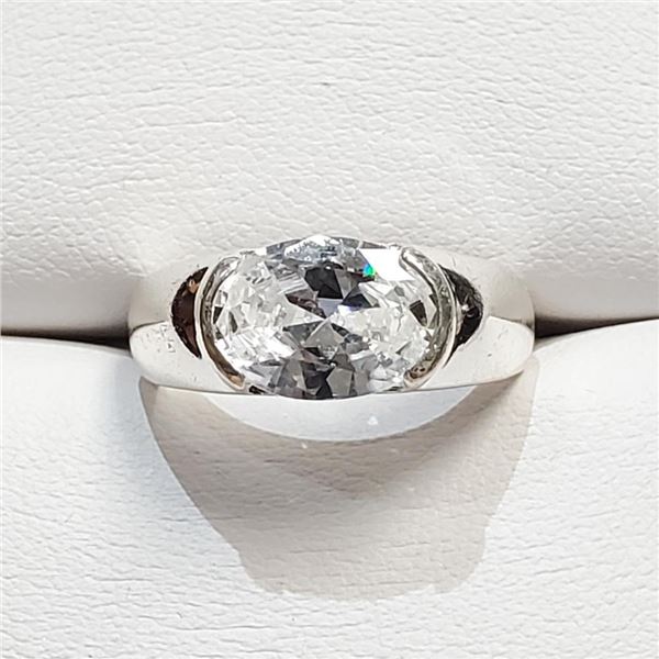 Silver Cubic Zirconia Ring (~Size 0) (~length 0 inches), Suggested Retail Value $60