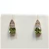 Image 1 : 10K Yellow Gold Peridot(1ct) Diamond(0.04ct) Earrings (~Size 0) (~length 0 inches), Suggested Retail