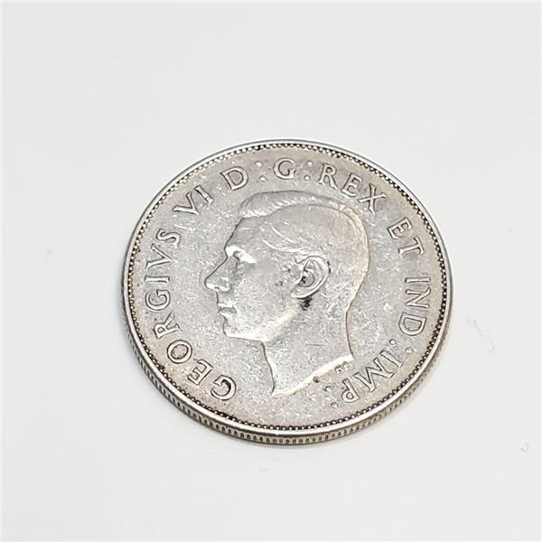 Silver 1945 Canadian 50 Cent Coin (~Size 0) (~length 0 inches) (~weight 11.5g), Suggested Retail Val