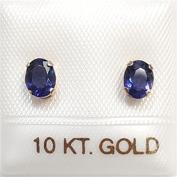 10K Yellow Gold Iolite Earrings (~Size 0) (~length 0 inches), Suggested Retail Value $100