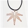 Image 1 : Natural Leaf With Leather Chord Necklace (~Size 0) (~length 0 inches), Suggested Retail Value $40