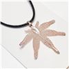 Image 2 : Natural Leaf With Leather Chord Necklace (~Size 0) (~length 0 inches), Suggested Retail Value $40