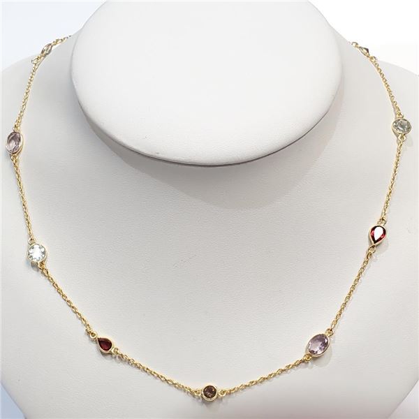 Silver Gold Plated Genuine Multistone Necklace (~Size 0) (~length 0 inches), Suggested Retail Value 