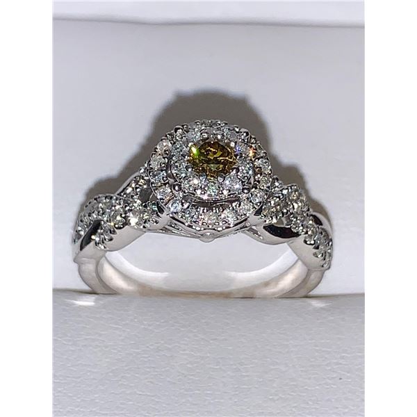 Ladies 14K Whote Gold Natural Diamond .96 Carat Cluster ring with Certificate Value $9,500.00