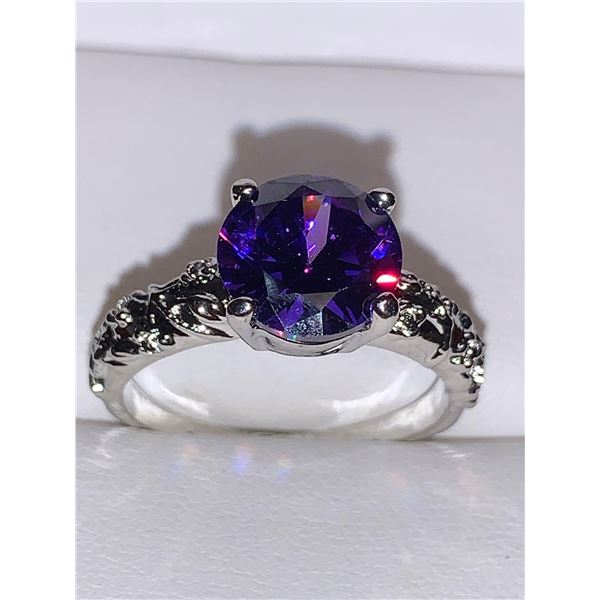 Brilliant Cut Amethyst 1.0 Carat Solitaire ring size 7
