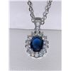 Image 1 : Blue Oval cut Sapphire style Cluster Pendant & Chain Set