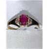 Image 1 : Ladies 10K Gold Oval Cut .57 Carat Natural Ruby with Diamonds Dress Ring with Appraisal Certificate 