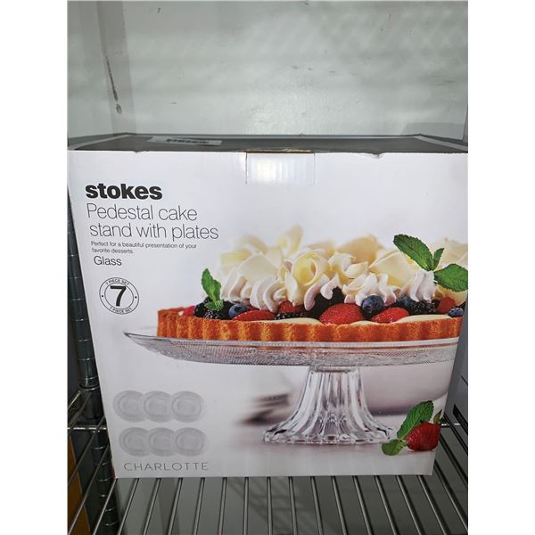 Stokes Charlotte Pedestal Cake Stand with 6 Plates