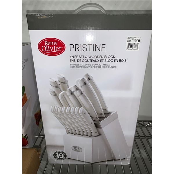 Remy Oliver Pristine Knife Set & Wooden Block 19pc Set