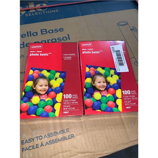 Staples Photo Basic Gloss 100 sheets 4"x6" Lot of 2