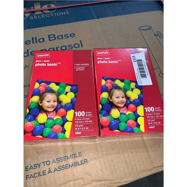 Staples Photo Basic Gloss 100 sheets 4"x6" Lot of 2