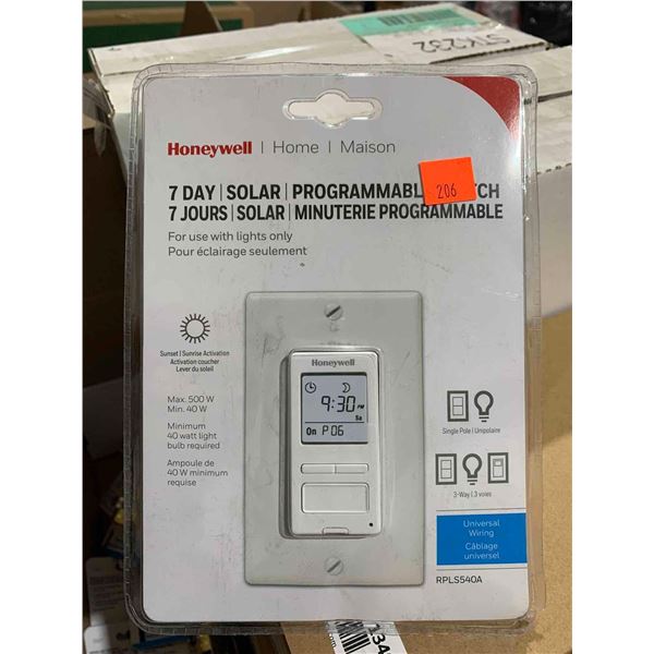 Honeywell 7 Day Solar Programmable Switch for use with lights only