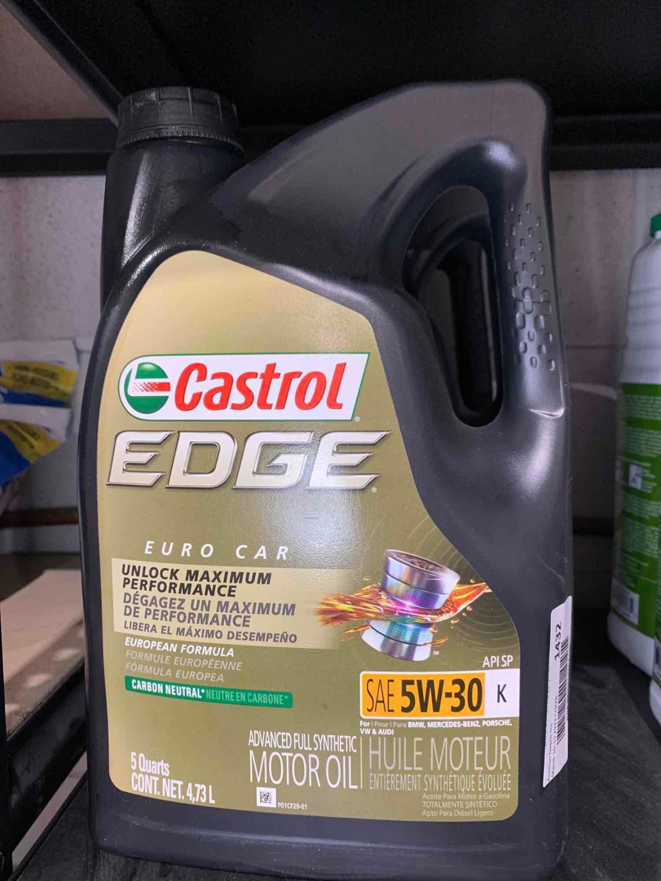 Castrol Edge Euro Guard European Formula SAE 5W-30 Motor Oil 5 4.73L