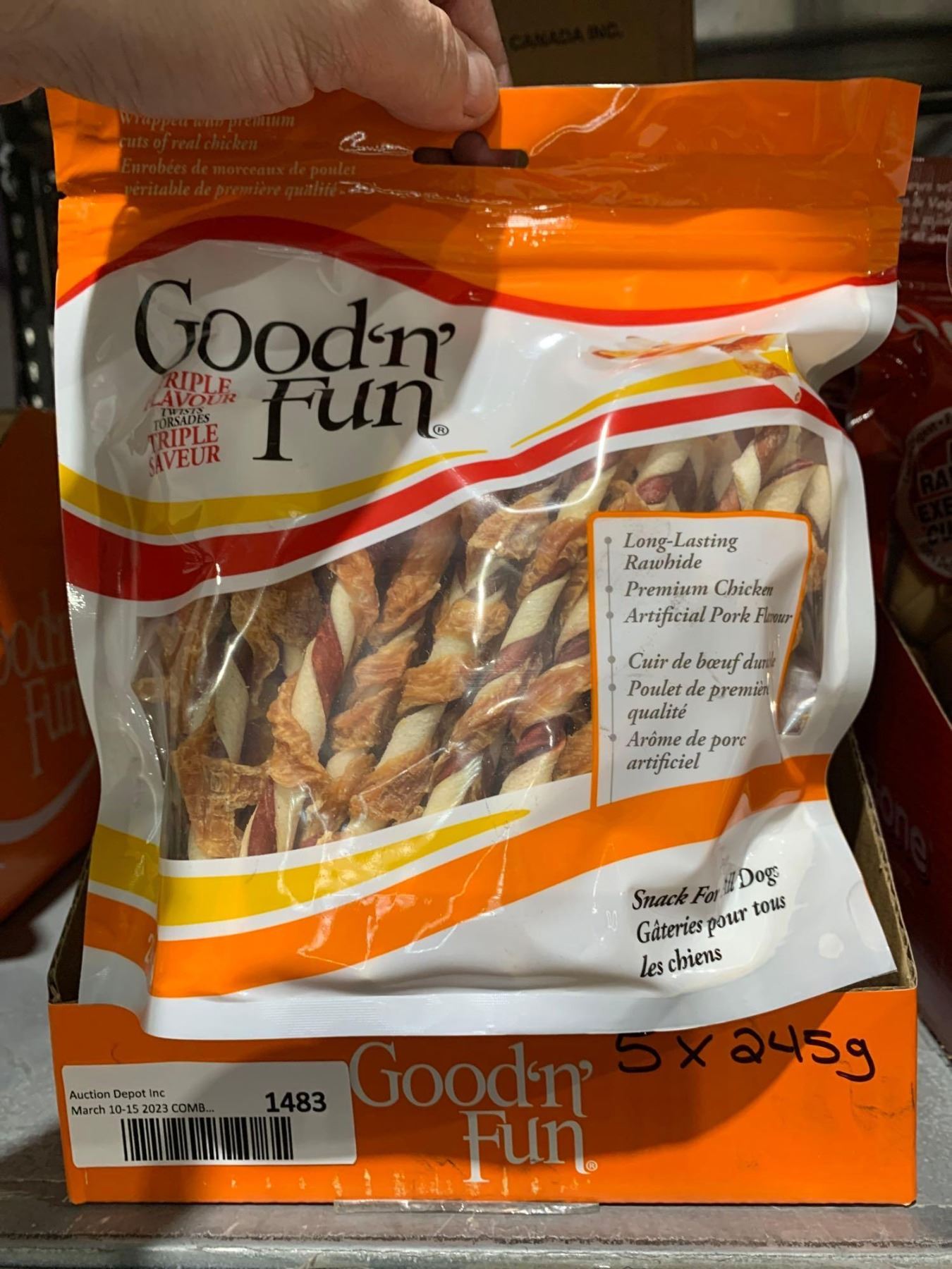 Good n' Fun Triple Flavor Twists Dog Treats - 5x245g