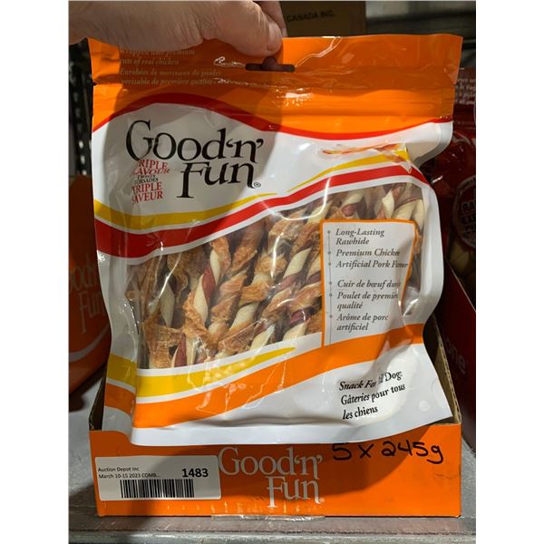 Good n' Fun Triple Flavor Twists Dog Treats - 5x245g