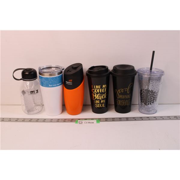 (6) Lot of Assorted Tumblers and Thermos