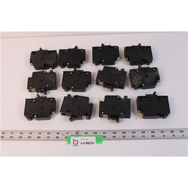 (12) 120/240 Federal Pioneer 15 AMP Circuit Breakers Number S485