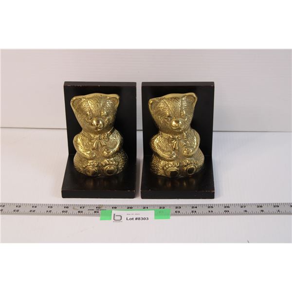 (2) Metal Bear Book Ends