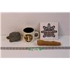 Image 1 : Lot of Indigenous Decor - Soap Stone, Wood Carving, Mug