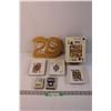 Image 1 : Vintage Card Plates in Box, 29 Cribbage Board and Cards