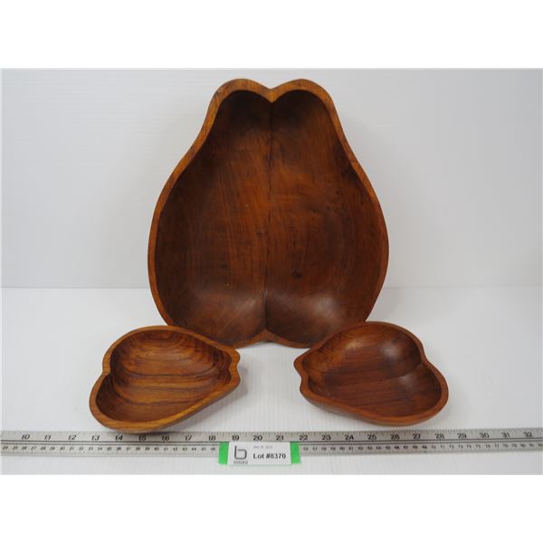 (3) Piece Wooden Bowl Set (Dark Wood)