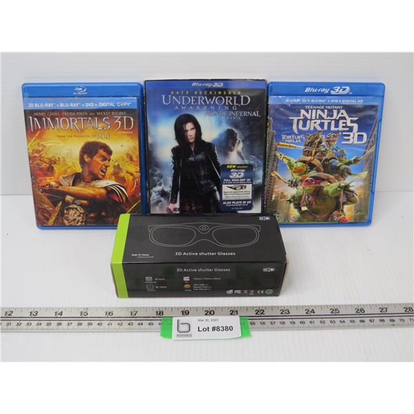 (3) Blu-Ray 3D - DVDS & 3D Glasses