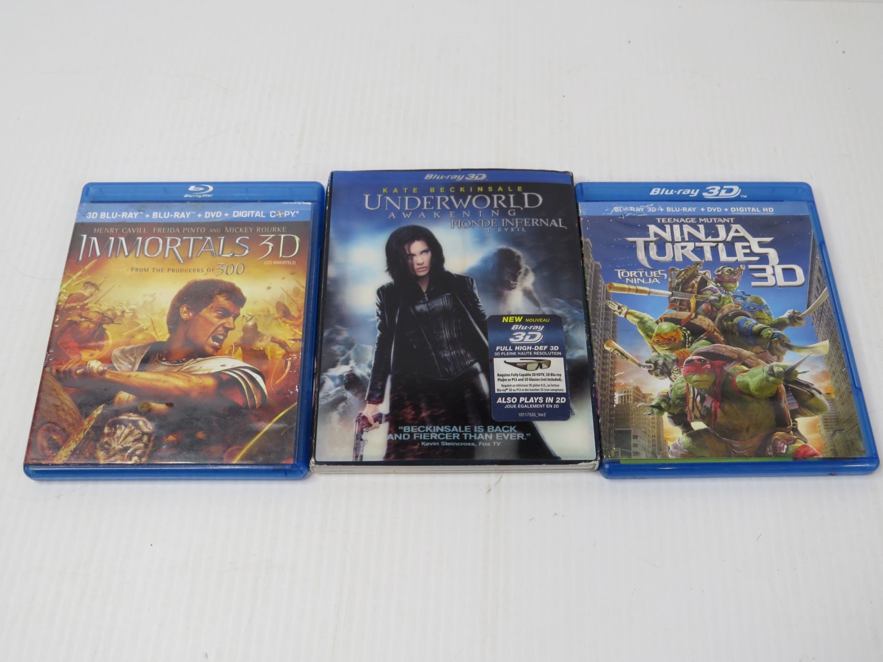 (3) BluRay 3D DVDS & 3D Glasses