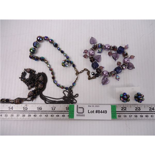 Blue and Purple Carnival Glass Jewelry