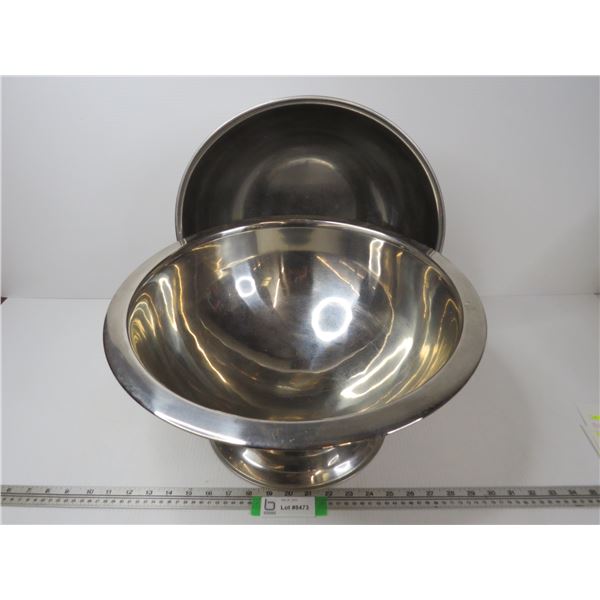 (2) Large Stainless Steel Mixing Bowls