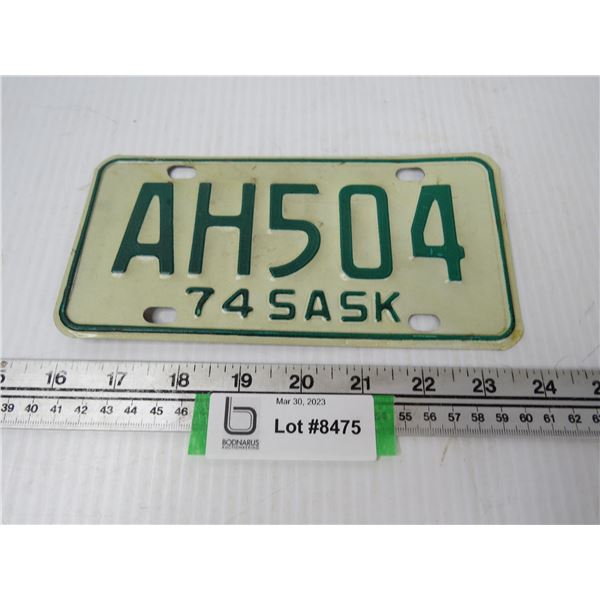 Saskatchewan 1974 Motorcycle License Plate