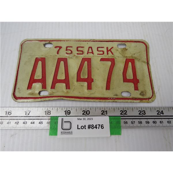 Saskatchewan 1975 Motorcycle License Plate