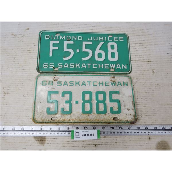 (2) Saskatchewan License Plates ( 1965 - 1964)